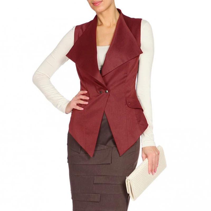 

New Women's Fashion V Neck Sleeveless Button Fit Classic Tank Shirt Standalone Vest for Formal Wear