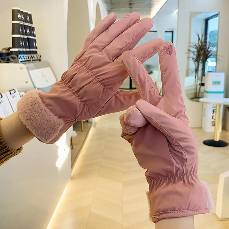 2024 новые зимние женские модные перчатки теплые ветрозащитные водонепроницаемые