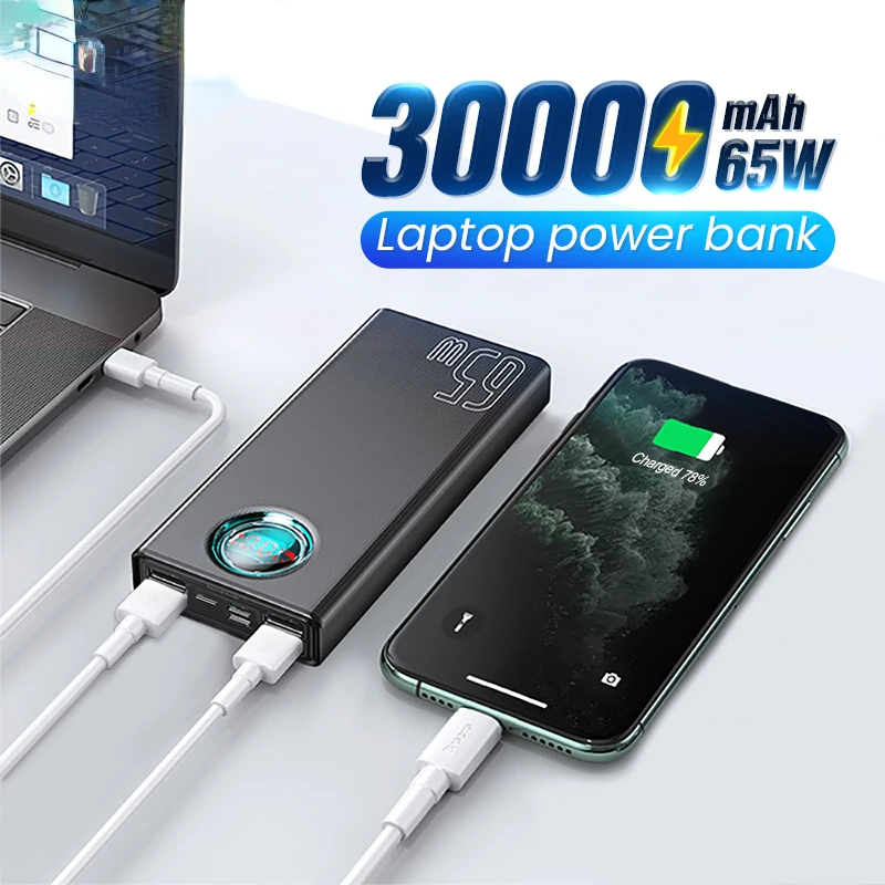 

2023New NEW PD 65W Power Bank 30000mAh PowerBank QC 4.0 SCP AFC Fast Charging For iPhone Macbook pro Laptop External Battery Cha