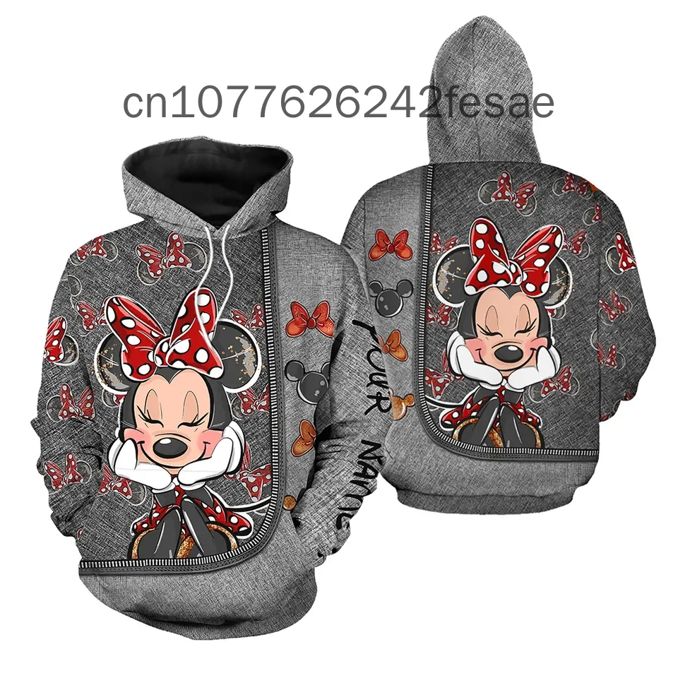 Толстовка с капюшоном Минни Маус Диснея Повседневная модная уличная Мужская и