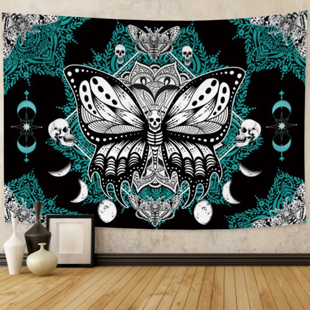 Настенный гобелен с изображением бабочки моли цветов черепа для дома гостиной |