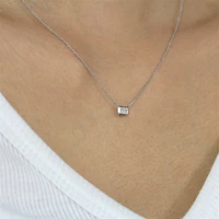 2022 new fashion women simple french geometric square zircon pendant pearl necklace women french romantic square zircon necklace