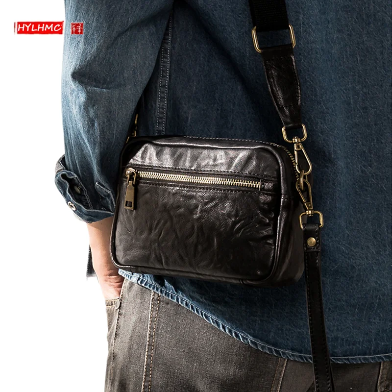 2022 New Men Crossbody Bag Shoulder Bag Boys Leather Messenger Bag Fashion Trend Korean Small hand Bag Youth Cowhide