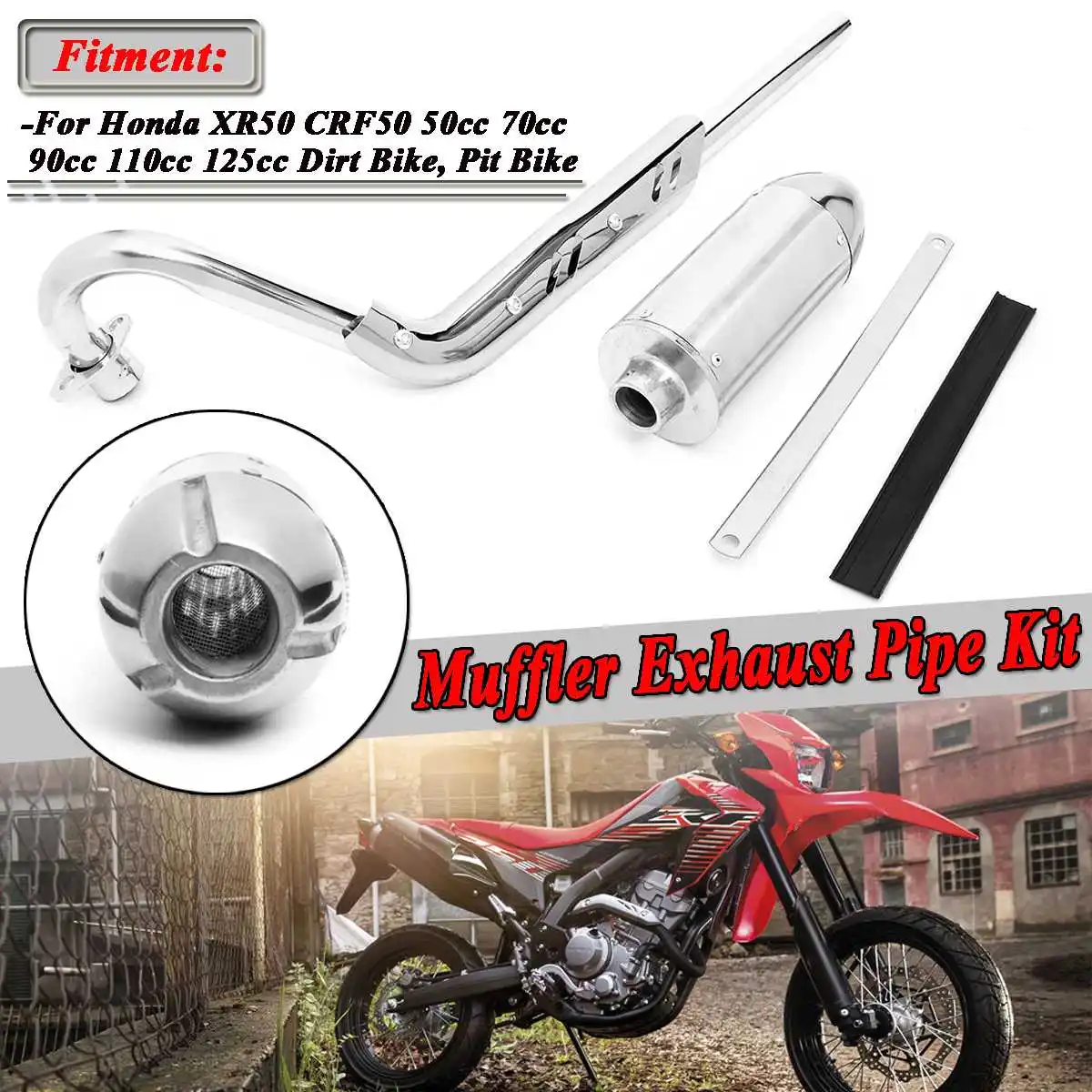 

1Set Motorcycle Dirt Pit Bike Muffler Exhaust System Pipe Kit For Honda XR50 CRF50 50cc 70cc 90cc 110cc 125cc BTC-EP001