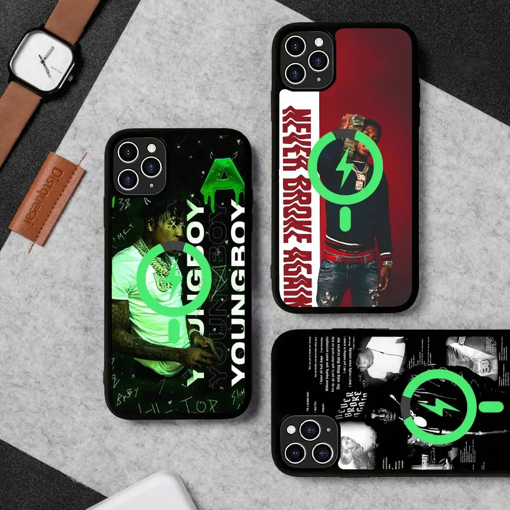 Фото Магнитный беспроводной чехол для телефона Rapper Youngboy Never Broke Again для iPhone 17 16 15 14 Plus 13 12 11 Pro Max №1