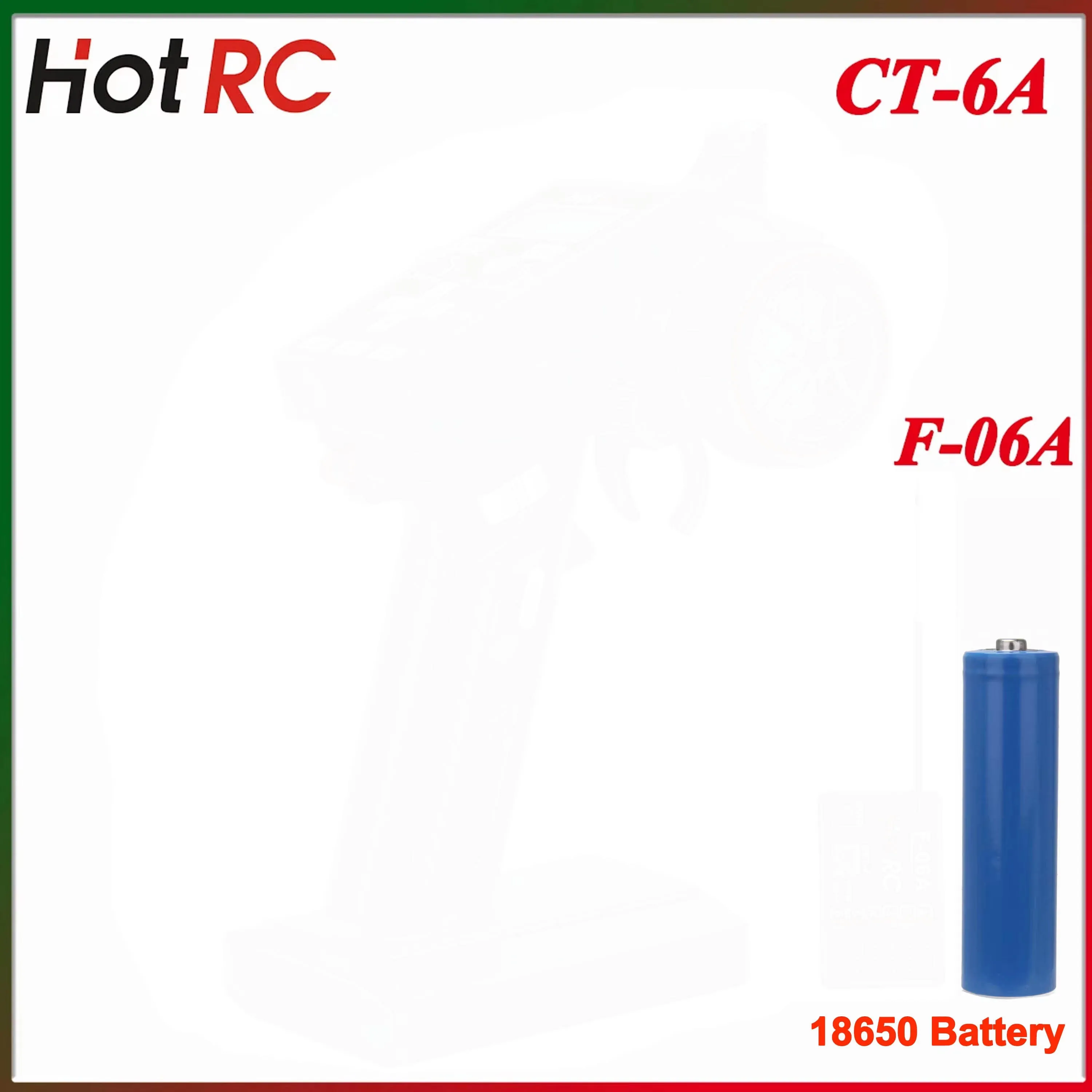 Фото Радиопередатчик HotRC CT-6A 2.4G 6-канальный с управлением одной рукой, приемник F-06A, аккумулятор 18650 для радиоуправляемых машин, лодок, дронов, танков №1