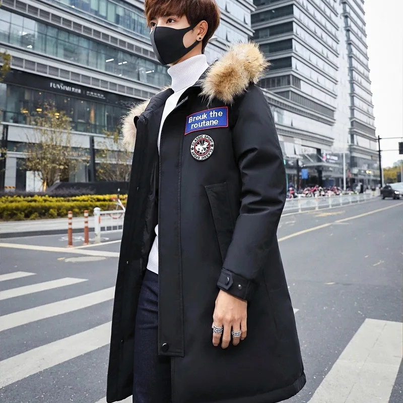 2022 New Long Camo Men's Down Jacket Korean Version Slim and Thickened Over Knee Down Winter Wear Tide Jacket