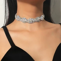 fyuan geometric crystal choker necklaces screw rhinestone necklaces for women statement jewelry gifts