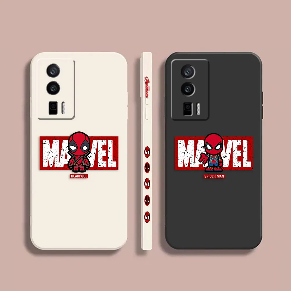 

Case For Redmi K60E K60 K50 K40S K40 K30 9A 9 8A 8 Pro 4G 5G Colour Simple Liquid silicone Case Marvel Print Spider-Man Deadpool