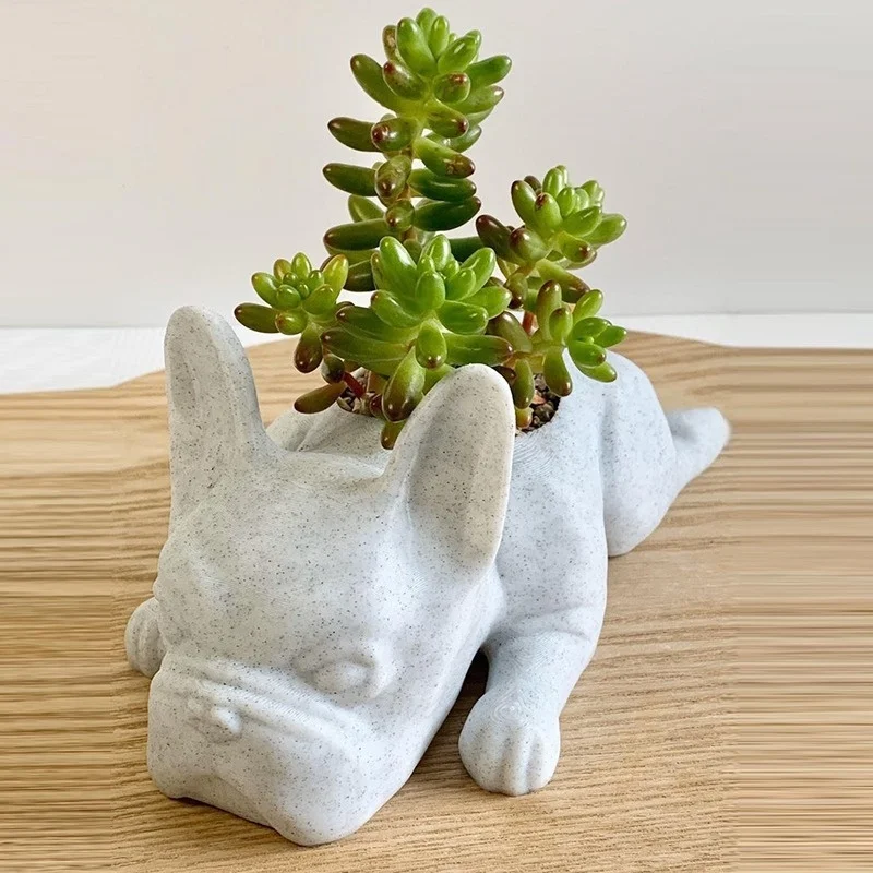 

The Puppy Statue Planter Resin Ornament Succulents Flower Pot Home Office Desktop Garden Decoration 10x5x3.5cm