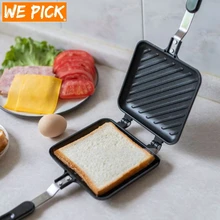 WePick Double-Sided Sandwich Pan Non-Stick Foldable Grill Frying Pan for Bread Toast Breakfast Machine Waffle Pancake Maker