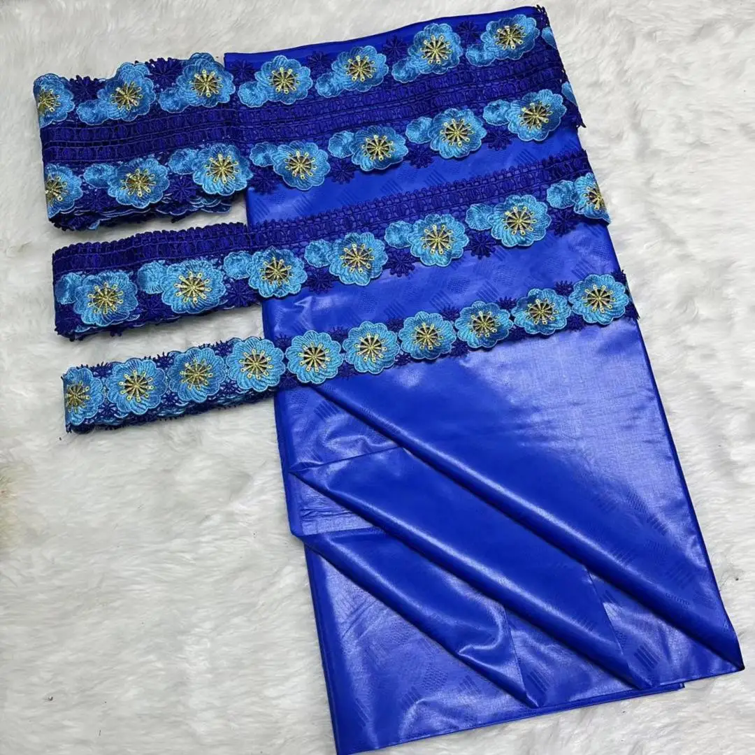 

5Yards African Soft Perfumed Bazin Riche Brocade Fabric, Garment Materials, 15Yards Nigerian Nice Lace Ribbon Trim, 2023 Newest