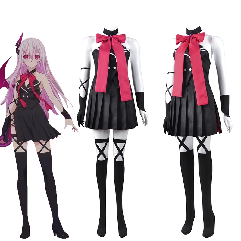

Anime Engage Kiss Kisara Cosplay Costume Devil Girl Battle Suit Big Bowknot Backless Tops Mini Skirt with Stockings Dropship