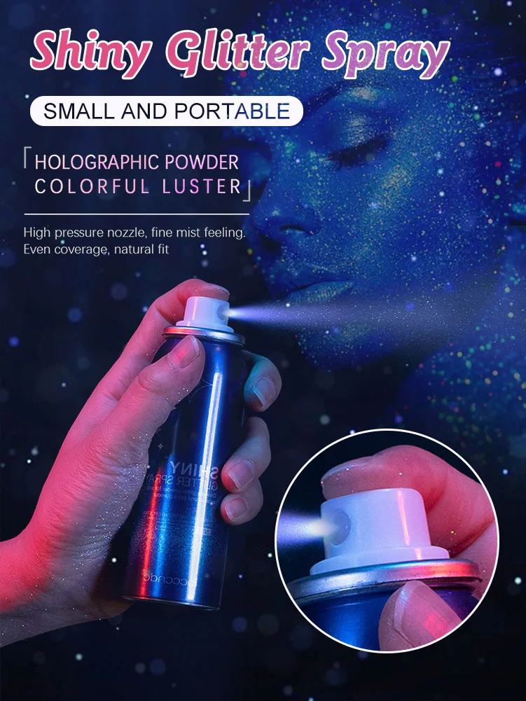 

60ml Hair Body Highlighter Powder Spray Long Lasting Sparkly Glow Glitter Powder Spray For Party Date Club Face Makeup Cosmetics