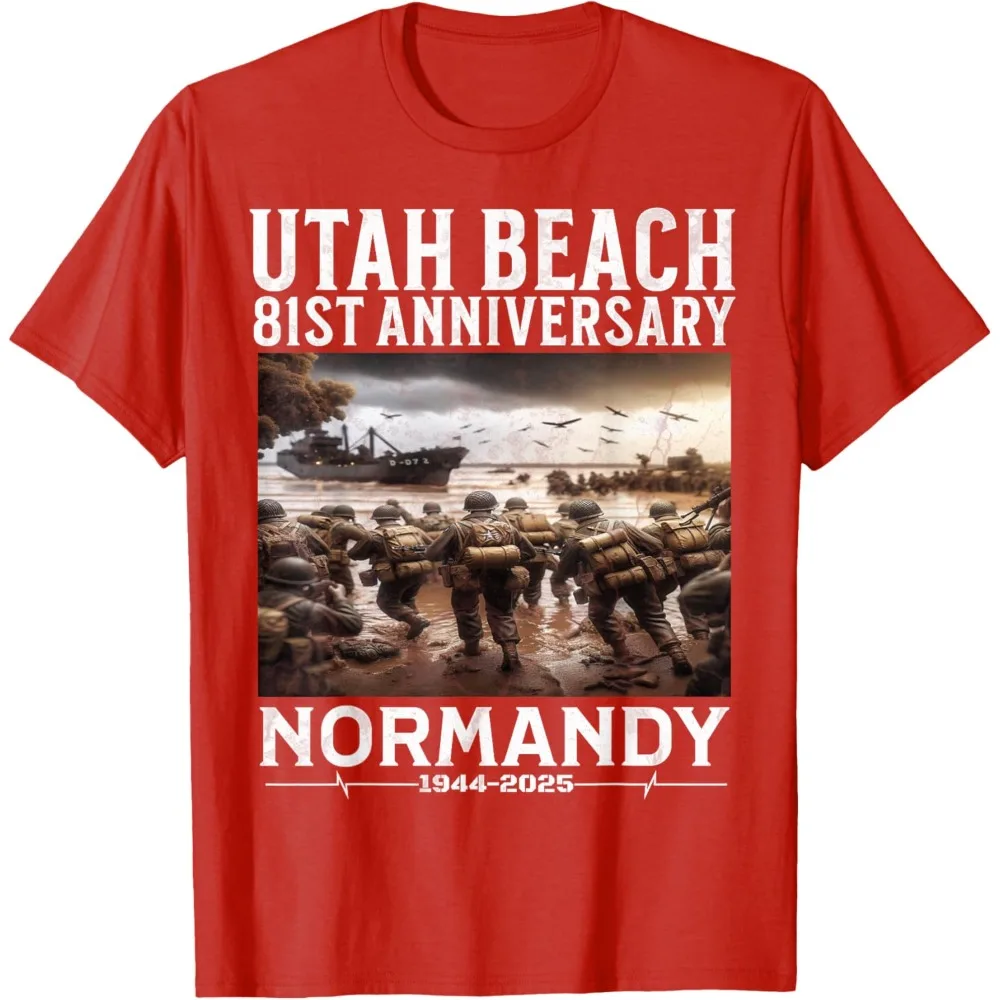 Фото Футболка D-Day 81th Anniversary 2025 Normandy D-Day Utah Beach 1944 года, летние дышащие топы Camisetas Nostalgia в стиле ретро №5