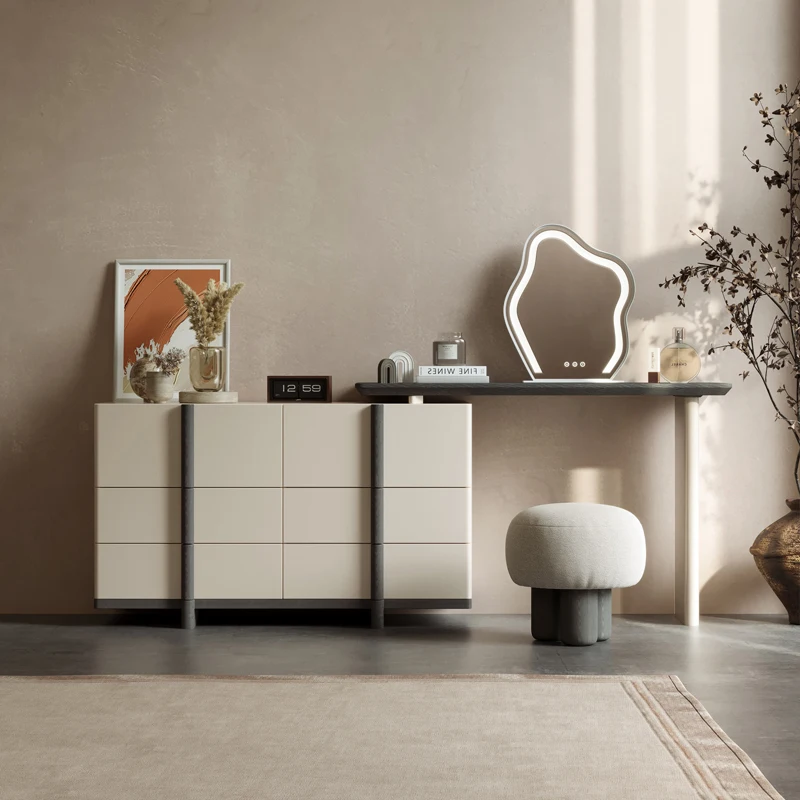 Интегрированный туалетный столик для хранения белый роскошный французский