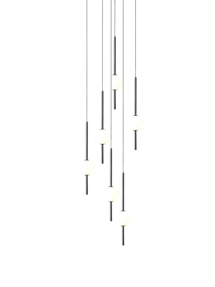 Двуэтажная люстра-лестница вилла лофт квартира гостиная столовая высокий полый