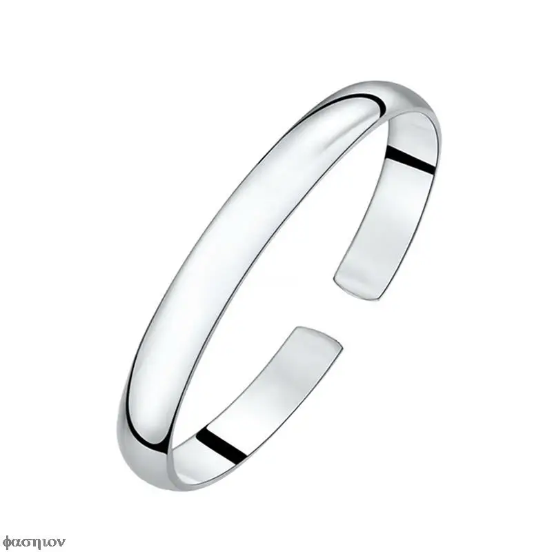 

Silver Color Titanium Stainless Steel Open Cuff Bangles Bracelet For Men Women Fashion Jewelry