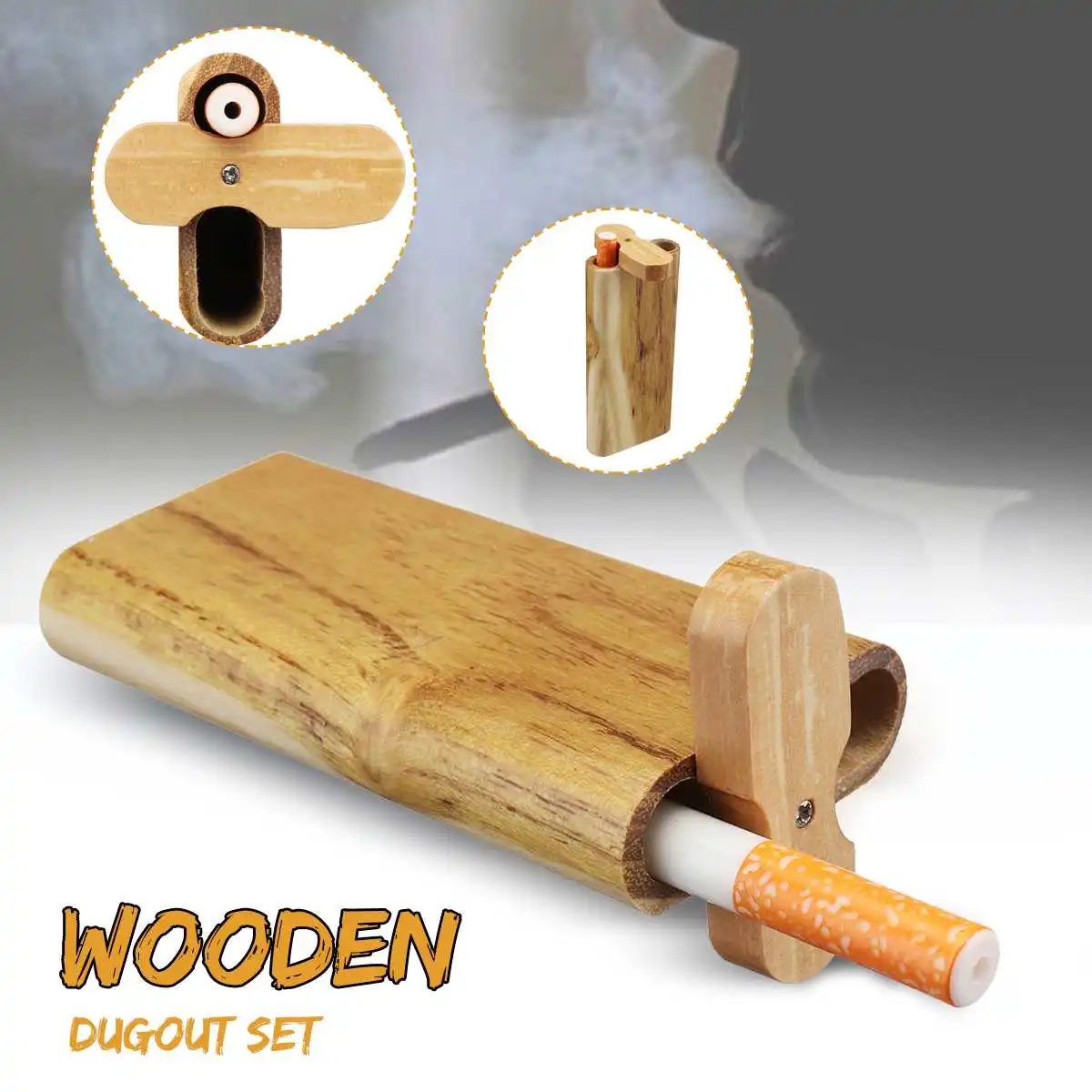 

1PC Swivel Cap Wood Dugout One Hitter Box Set Dugout Box Gift for Smokers 103MM Cigarette Pipe Accessorie Convenient To Use