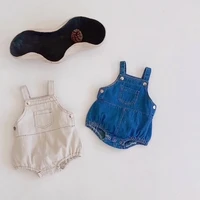 fashion clothing for baby boys and girls 2022denim straps puff coat 0 2 years old cotton jumpsuit climbing suit