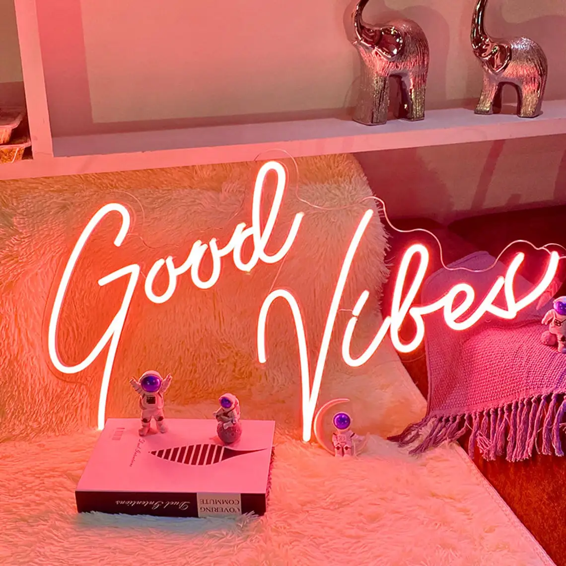 Good Vibes Neon Sign, wall art neon Signs, Custom Party Sign, Home decor Lights Indoors, Custom LED Light, Light Up Sign Custom