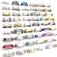 wholesale 20pcs fashion stainless steel rings for men women striped finger jewelry couple gift party accessories mix styles