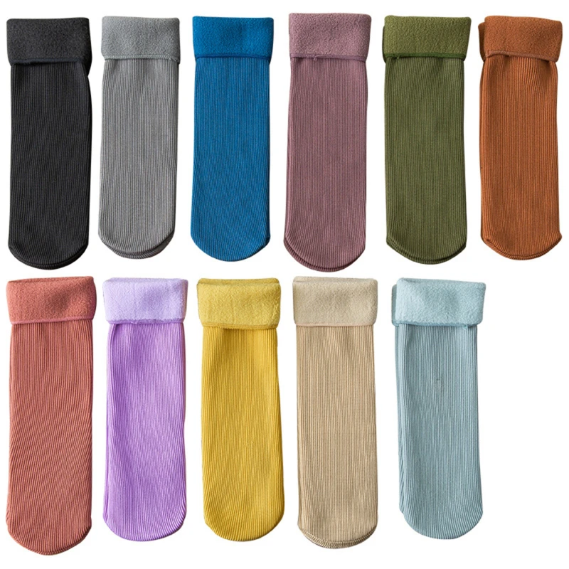 

New Winter Thicker Coral Velvet Wool Women Socks Casual Japanese Fashion Solid Color Long Sock Girls Thermal Warm Crew Sock