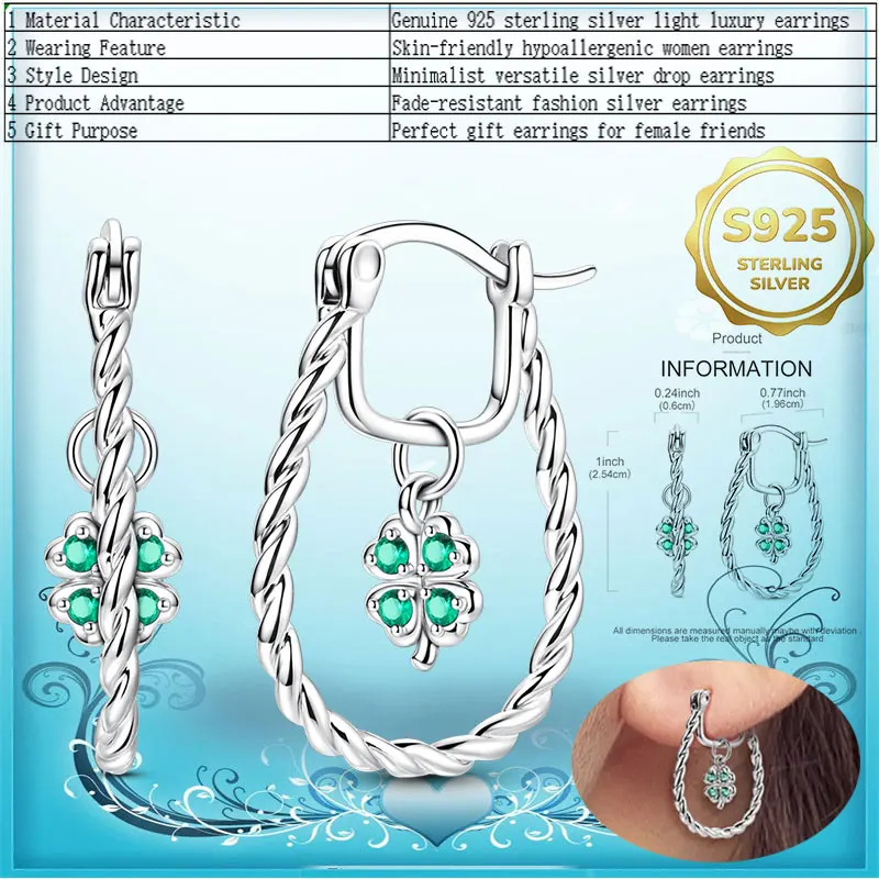 Подлинные серьги-кольца из серебра S925 пробы, разнообразные модели, инкрустированные блестящими цирконами, гипоаллергенные, элегантный аксессуар для женщин, для повседневного ношения и в подарок (art.: 3920db0dc753d) - 3920db0dc753d