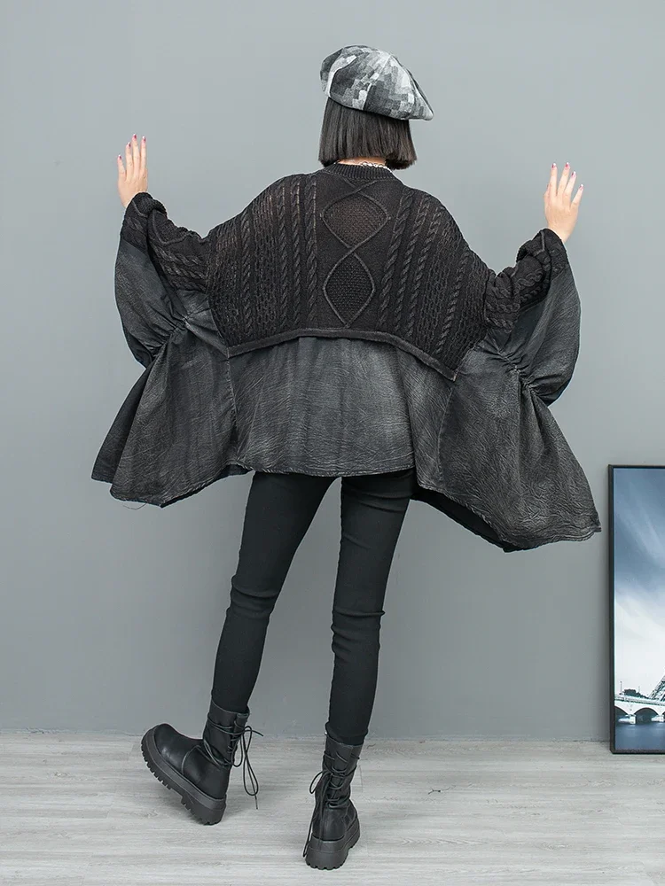 Женский вязаный свитер с оборками Do Old свободный винтажный пуловер оверсайз