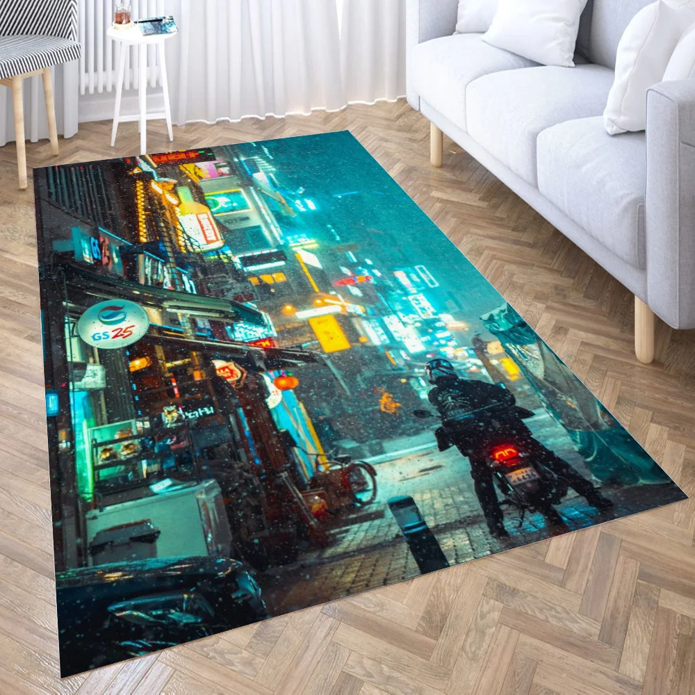 

Snowy Cyberpunk 3D Carpet Living Room Kitchen Entrance Door Mat Anti-slip Floor Rug Bathroom Area Hallway Mats
