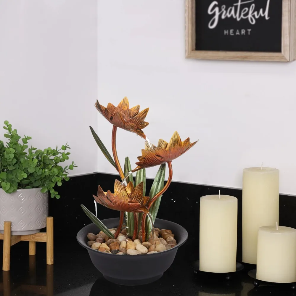 

Мультиуровневый металлический Настольный фонтан Alpine Corporation 13 дюймов H с подставкой, заполненной камнем