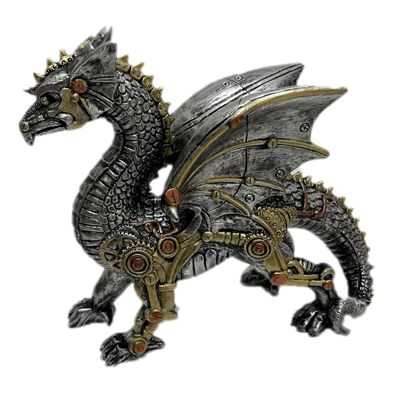 

Миниатюрная Статуэтка дракона в стиле стимпанк, статуэтка животного из смолы, настольное украшение для дома, спальни, гостиной, украшение