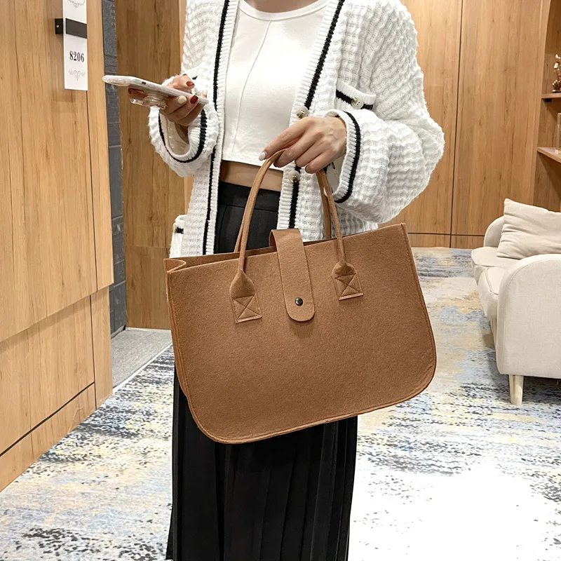 

2023 Fashion Women Tote Bag Felt Cloth Handbag Female Large Capacity Designer Ladies SolidColor Travel Top Handle Shopping Purse