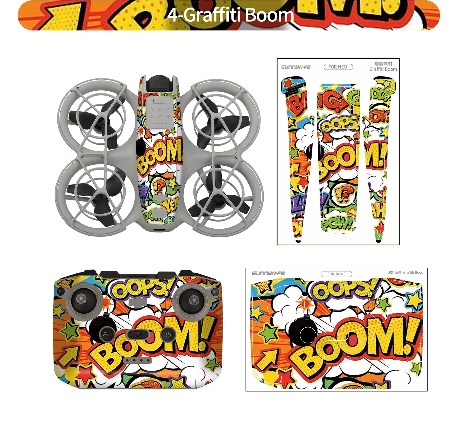 Sunnylife Suitable For DJI Sticker Set PVC Drone Remote Control Colorful NEO Anti-scratch Protective Film Accessories