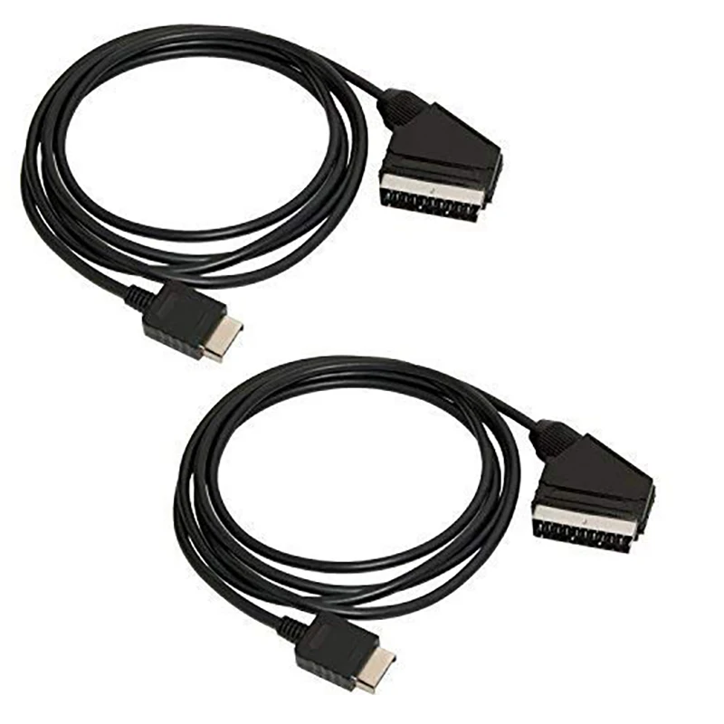 2pcs/lot 6Ft RGB SCART Wire Cable TV AV for Playstation PS2 PS3 One Slim Line Console Microsoft Xbox First Generation Console