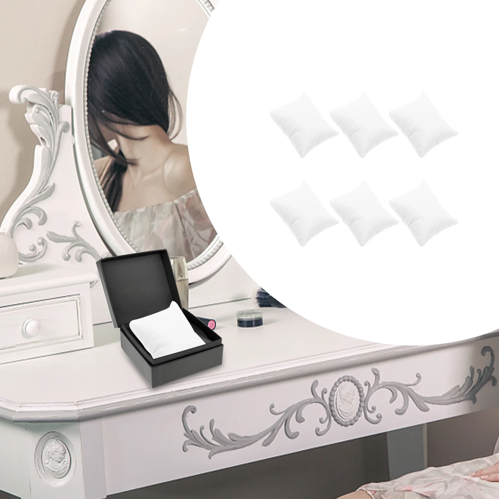 

6 Pcs Display Stand Watch Box Pillow Silk Pillowcases Wrist Chain Floss Bracelet Cushion