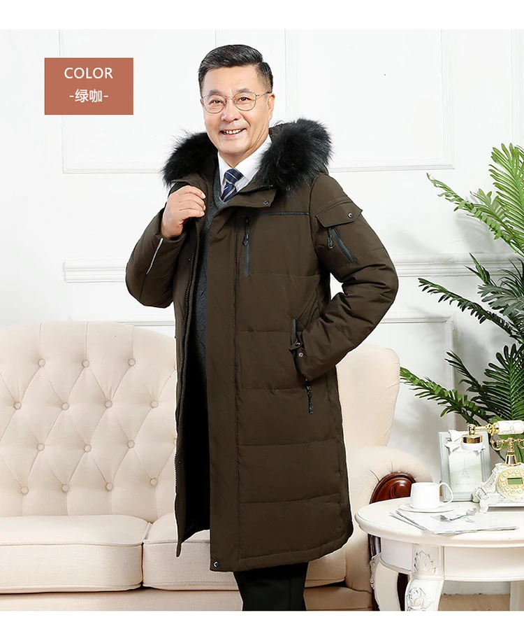 2023 Man's Duck Down Coat & Parkas with Real Fur Collar Hoodie Long Jacket for Father Dad's Winter Clothing 3XL 4XL 5XL xxxxxl