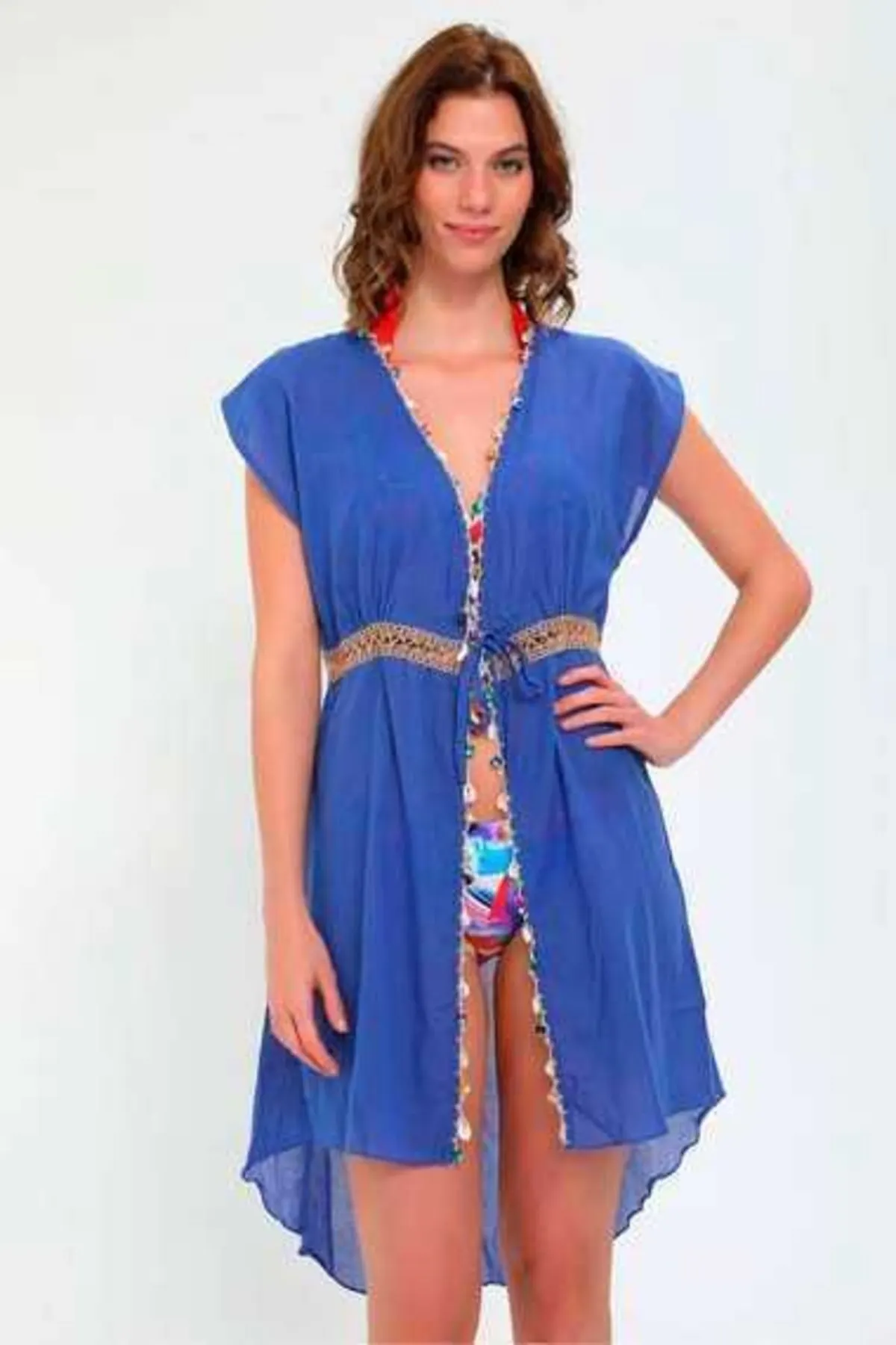 

Women's Pareo Tunic Swimwear Cover Up Dress Sexy Tunic Suit Beachwear Female Beach Bikini Cover Loose Mini Dress