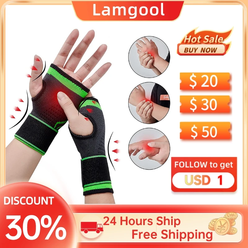 

Gym Sports Wristband Wrist Protector Palm Guard Wrist Support Adjustable Wrist Brace Strap Compression Gloves for Carpal Tunnel
