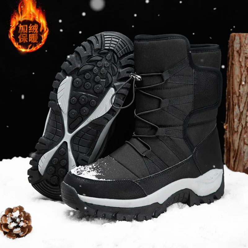 Outdoor Waterproof Winter Sneakers For Men Keep Warm Snow Botas Hombre Winter Boot High Top Hunting Shoes Leather Tactical Boots