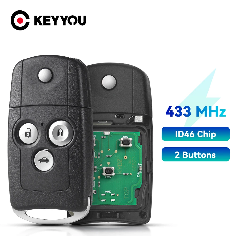 

KEYYOU 3 Buttons flip Remote Key fob For Honda Accord 2008-2012 old Civic 433MHZ with ID46 PCF7936 chip Folding Key Control