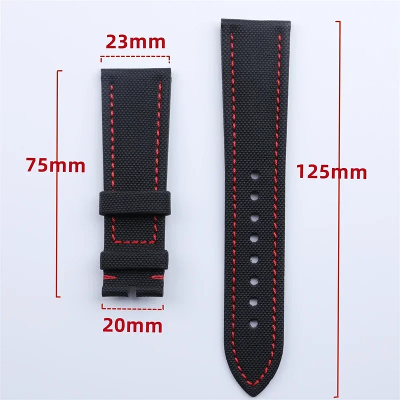 Мягкий Черный Синий Холщовый нейлоновый кожаный ремешок 23 мм для наручных часов