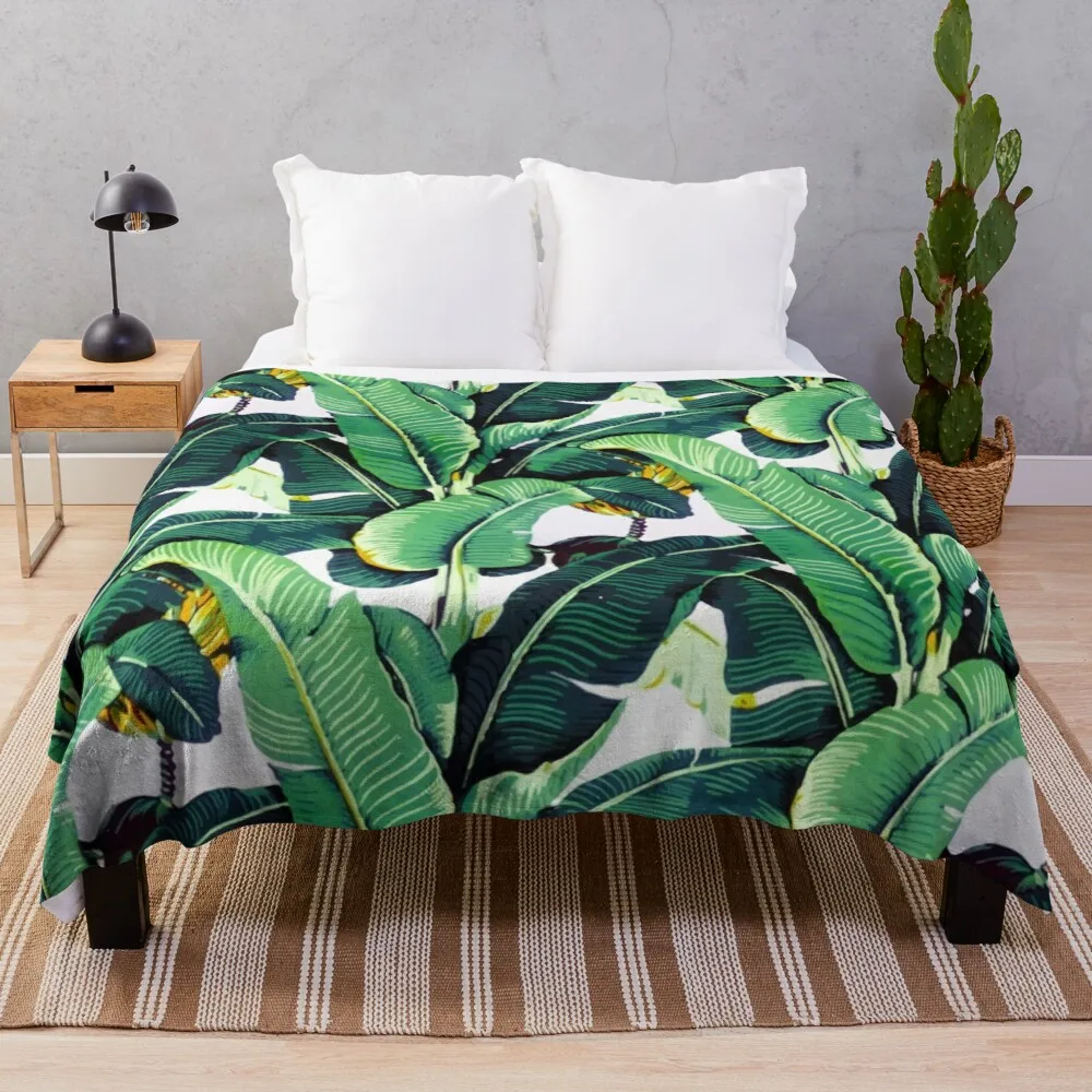

ТКАНЕВОЕ меховое одеяло для кровати, пушистое одеяло, теплое уютное одеяло с тропическими банановыми листьями