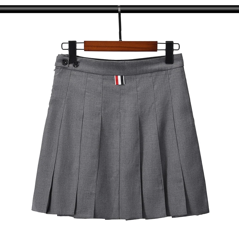 TB THOM Women's Skirt Dress Summer Korean Fashion Brand Pure Color Classic Stripes Pleated Skirt Casual StreetwearMini Skirts