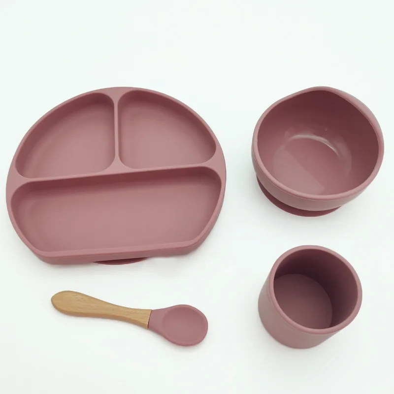 

4 шт. новый дизайн детская силиконовая тарелка чашка миска ложка набор без бисфенола А детская складная посуда портативная посуда для кормл...
