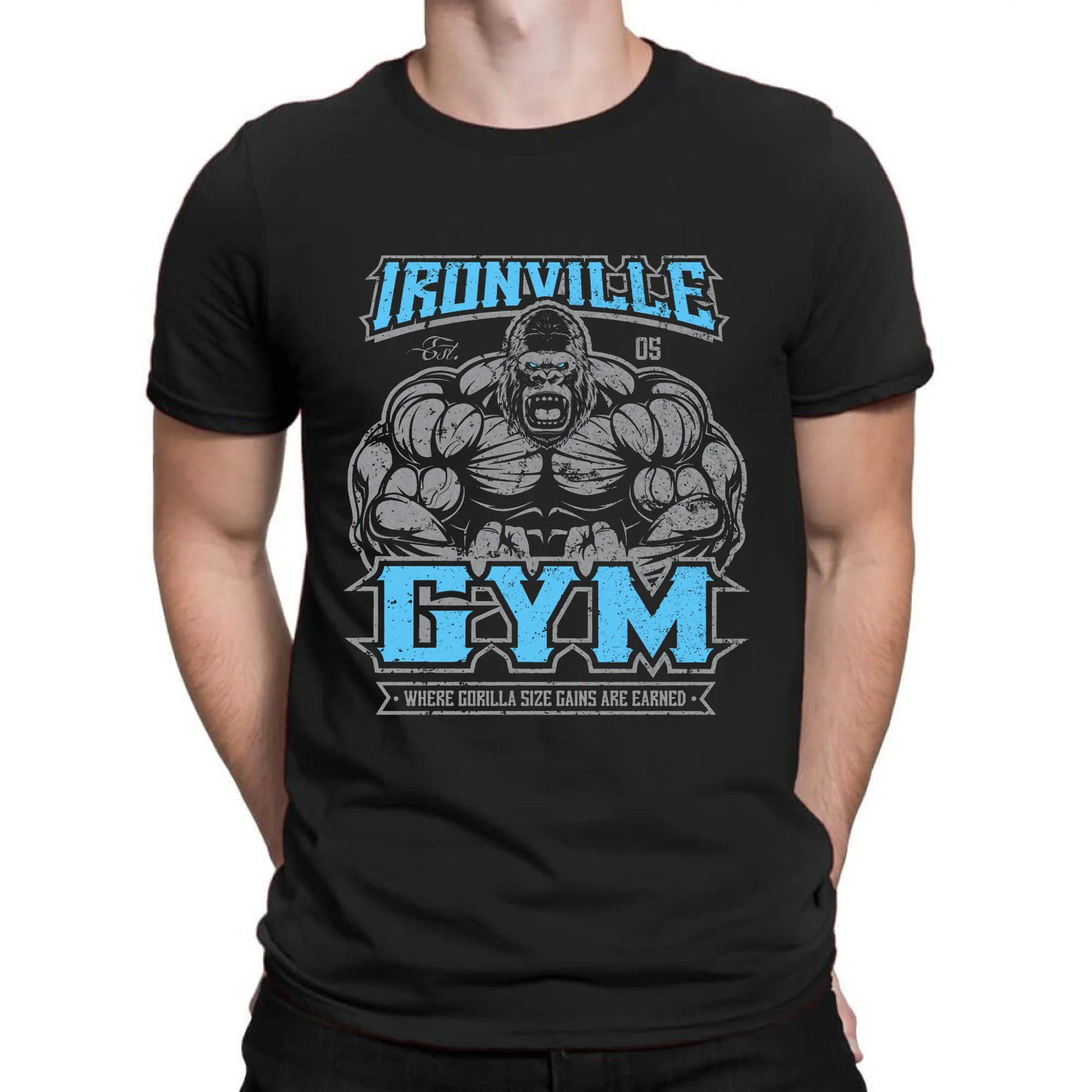 

Amazing Male T Shirt Casual Oversized Ironville Gym Gorilla Bodybuilding Essential T-shirt Men T-shirts Graphic Streetwear S-3XL