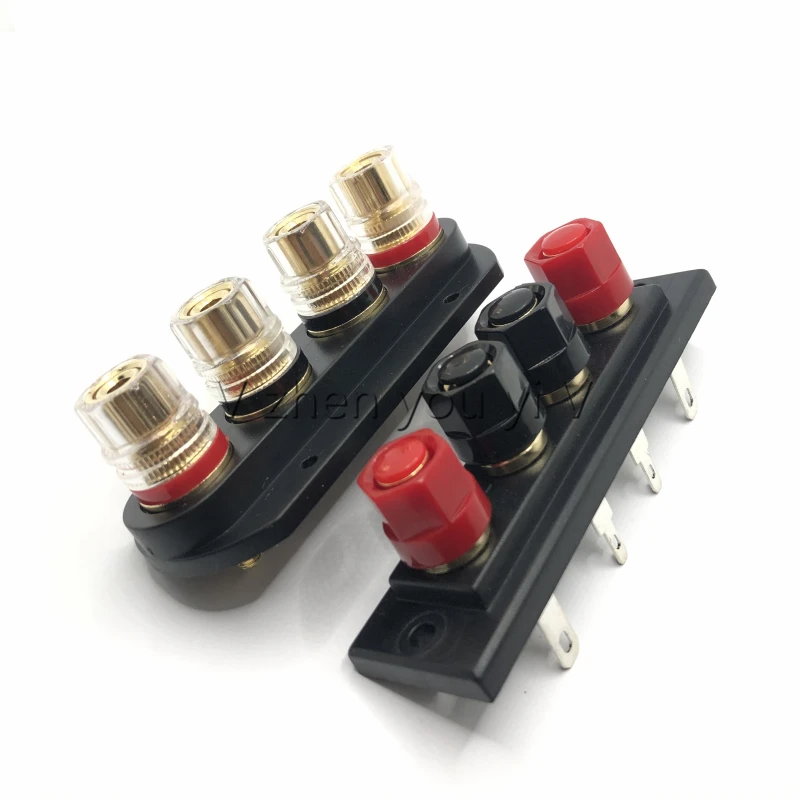 

2pcs Speaker amplifier output four terminal terminals pure copper speaker gold-plated four external 4MM banana seat Audio socket