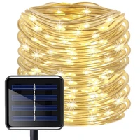 100 leds solar string light waterproof rope tube lights outdoor garden tree lamp