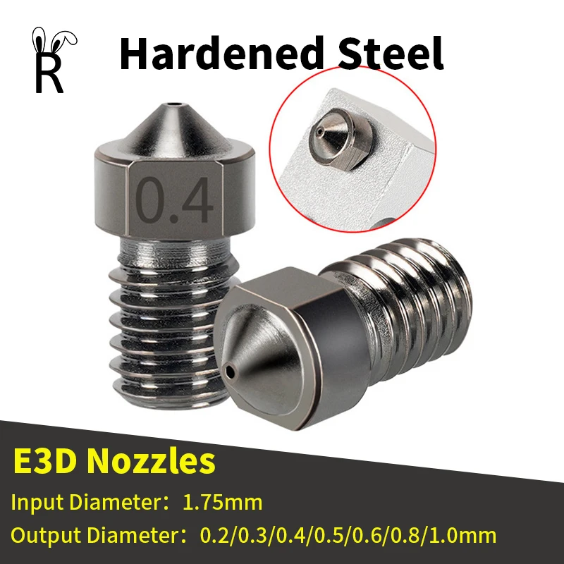 

Hardened Steel 3D Printer Nozzle E3D 0.2mm-1.0mm For 1.75MM Supplies CR10 CR10S Ender-3 Extruder Head 3D Printer Nozzle Parts