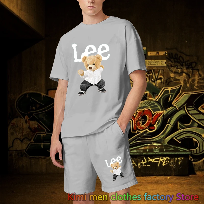 Brand Printed TShirts Shorts Sets Summer Streetwear Tracksuit Jogging suit Cotton Set Men Oversized 2 Piece Outfits Sets for Men